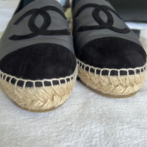Chanel Suede black & stone blue espadrilles Authentic SZ 41 - Picture 6 of 6